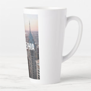 Philadelphia Silhouet Luchtfoto Typografie Stedeli Latte Mok