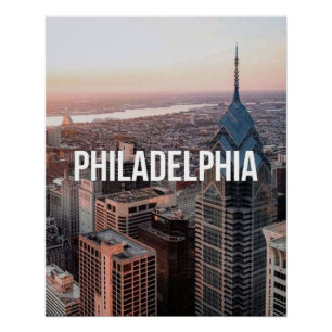 Philadelphia Silhouet Luchtfoto Typografie Stedeli Perfect Poster