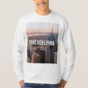 Philadelphia Silhouet Luchtfoto Typografie Stedeli T-shirt