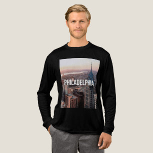 Philadelphia Silhouet Luchtfoto Typografie Stedeli Tri-Blend Shirt
