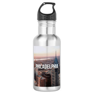 Philadelphia Silhouet Luchtfoto Typografie Stedeli Waterfles