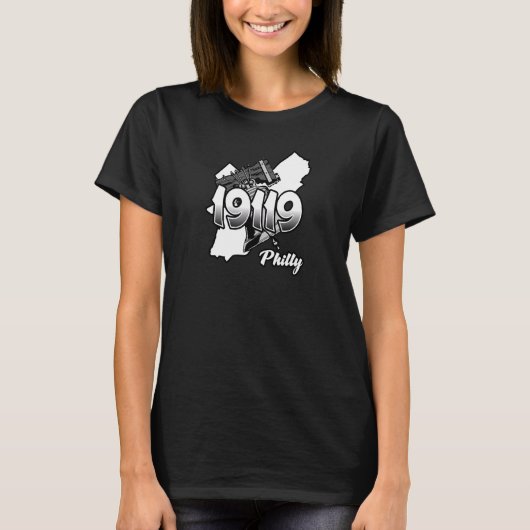 Philadelphia Silhouet met Postcode 19119 en Li T-shirt (Voorkant)