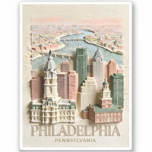 Philadelphia Silhouet Moderne Gestoffeerde Stadsge Sticker (Voorkant)