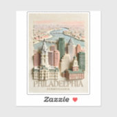 Philadelphia Silhouet Moderne Gestoffeerde Stadsge Sticker (Vel)