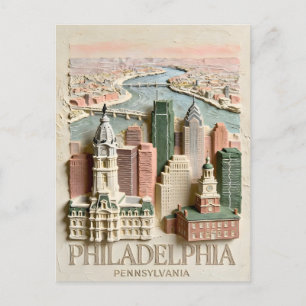 Philadelphia Silhouet Moderne Gestuctuurde Stadsge Briefkaart