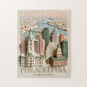 Philadelphia Silhouet Moderne Gestuctuurde Stadsge Legpuzzel
