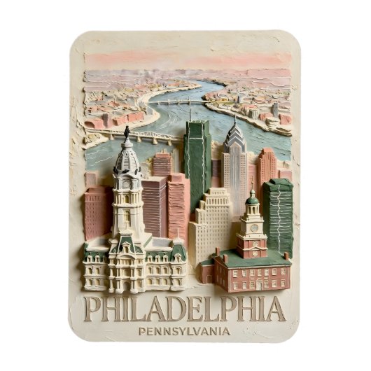 Philadelphia Silhouet Moderne Gestuctuurde Stadsge Magneet (Verticaal)
