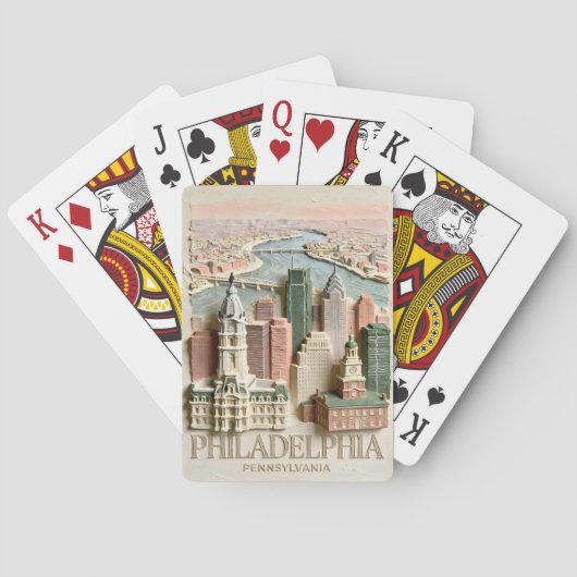 Philadelphia Silhouet Moderne Gestuctuurde Stadsge Pokerkaarten (Achterkant)