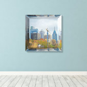 Philadelphia Silhouet - Spiegeldoos Canvas Afdruk (Insitu (Houten vloer))