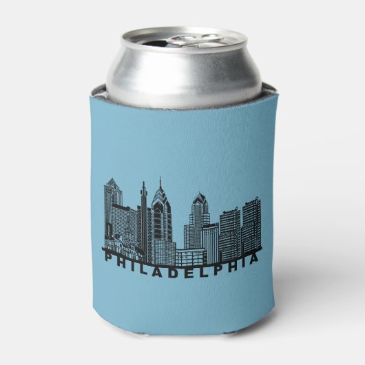 Philadelphia Silhouet van de Skyline Blikjeskoeler (Blikje Voorkant)