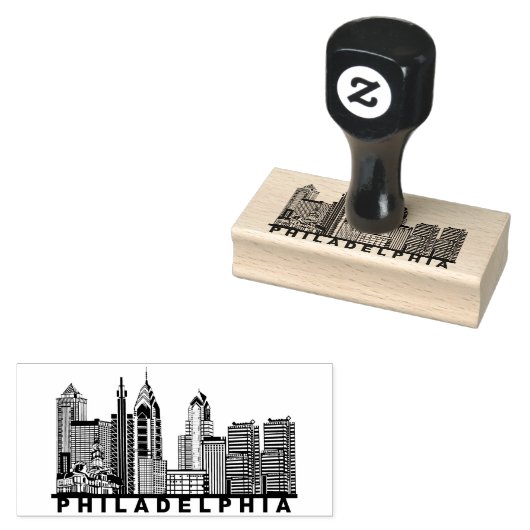 Philadelphia Silhouet van de Skyline Rubberstempel (Gestempeld)