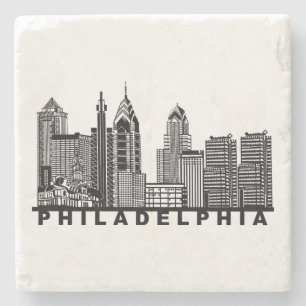 Philadelphia Silhouet van de Skyline  Stenen Onderzetter
