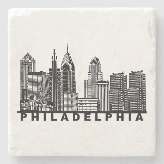 Philadelphia Silhouet van de Skyline  Stenen Onderzetter (Voorkant)