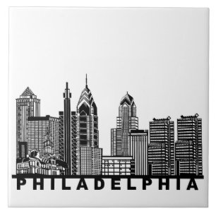 Philadelphia Silhouet van de Skyline  Tegeltje