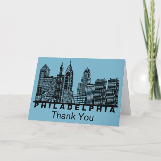 Philadelphia Silhouet van de Stad Bedankkaart (Voorkant)