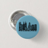 Philadelphia Silhouet van de Stad Ronde Button 3,2 Cm (Voorkant /achterkant)