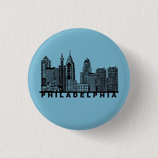 Philadelphia Silhouet van de Stad Ronde Button 3,2 Cm (Voorkant)