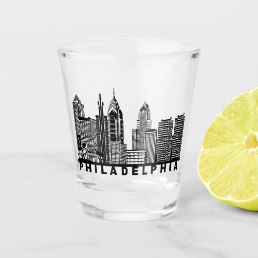 Philadelphia Silhouet van de Stad Shot Glas (Voorkant)