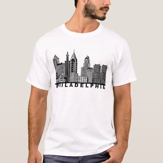 Philadelphia Silhouet van de Stad  T-shirt (Voorkant)