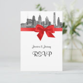 Philadelphia Silhouette Etch BW Rood RSVP Menu (Staand voorkant)