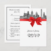 Philadelphia Silhouette Etch BW Rood RSVP Menu (Voorkant / Achterkant)