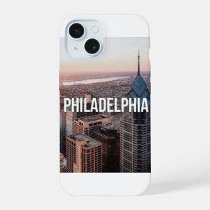 Philadelphia Silhouette Luchtfoto Typografie Stede iPhone 15 Case
