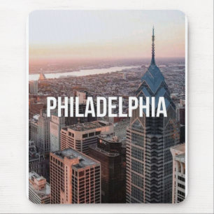 Philadelphia Silhouette Luchtfoto Typografie Stede Muismat