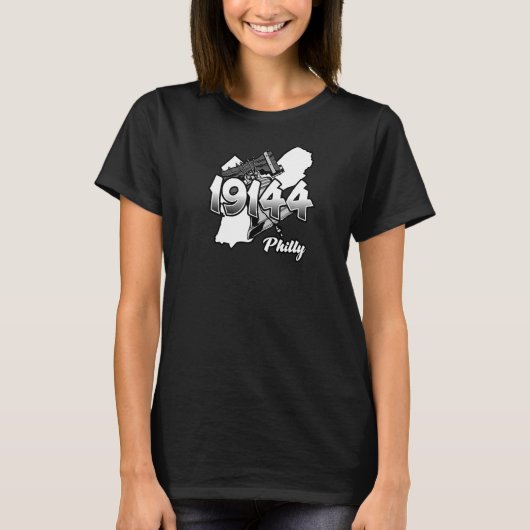 Philadelphia Silhouette met postcode 19144 en Li T-shirt (Voorkant)