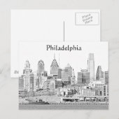 Philadelphia Sketch Briefkaart (Voorkant / Achterkant)
