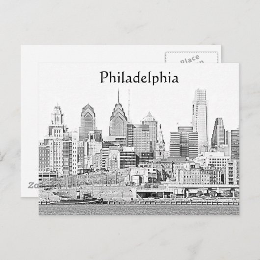 Philadelphia Sketch Briefkaart (Voorkant / Achterkant)