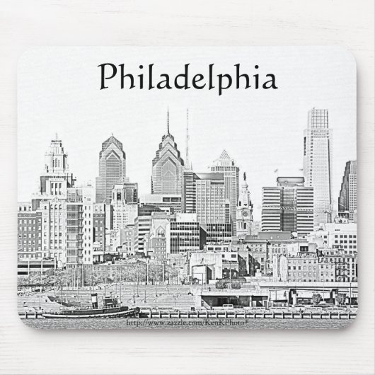 Philadelphia Sketch Mousepad Muismat (Voorkant)