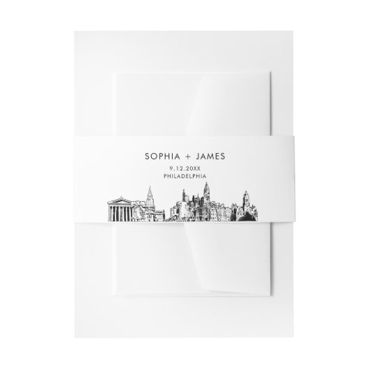 Philadelphia Skyline Belly Band, 2"x11.5" Uitnodigingen Wikkel (Voorkant Voorbeeld)