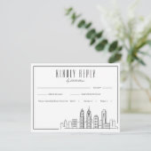 Philadelphia Skyline | Bruiloft RSVP + Maaltijd ke Kaartje (Staand voorkant)