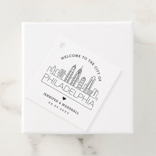 Philadelphia Skyline | Bruiloft Welkom Favor Bedankjes Labels (In situ)