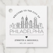 Philadelphia Skyline | Bruiloft Welkom Favor Bedankjes Labels (Voorkant)