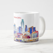 Philadelphia Skyline Color Sketch Jumbo Mok (Voorkant rechts)