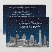 Philadelphia Skyline Etch Blauw Sterrenzoet 16 H Kaart (Voorkant / Achterkant)