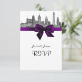 Philadelphia Skyline Etch BW Paars RSVP Menu (Staand voorkant)