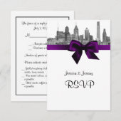 Philadelphia Skyline Etch BW Paars RSVP Menu (Voorkant / Achterkant)