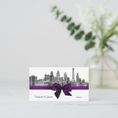 Philadelphia Skyline Etch BW Paarse Escort Kaarten Plaatskaartje (Staand voorkant)