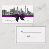 Philadelphia Skyline Etch BW Paarse Escort Kaarten Plaatskaartje (Voorkant / Achterkant)