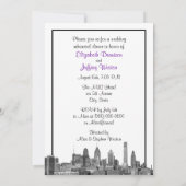 Philadelphia Skyline Etch BW Purp V repetitie Kaart (Achterkant)