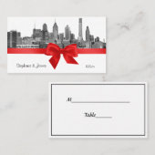 Philadelphia Skyline Etch BW Red Escort-kaarten Plaatskaartje (Voorkant / Achterkant)
