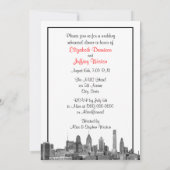 Philadelphia Skyline Etch BW Red V Repetitie Kaart (Achterkant)