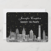 Philadelphia Skyline Etch Starry DIY BG Sweet 16 H Kaart (Voorkant)
