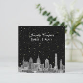 Philadelphia Skyline Etch Starry DIY SQ Sweet 16 Kaart (Staand voorkant)