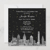 Philadelphia Skyline Etch Starry DIY SQ Sweet 16 Kaart (Achterkant)