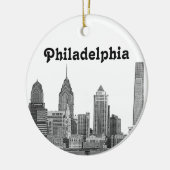 Philadelphia Skyline Etched Keramisch Ornament (Links)