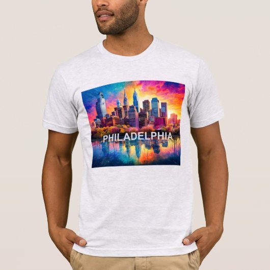 Philadelphia Skyline Graffiti Art T-shirt (Voorkant)