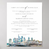 PHILADELPHIA Skyline huwelijksakte Keepsake Poster (Voorkant)